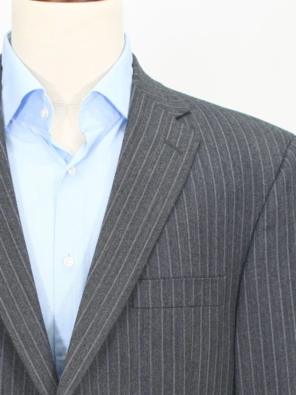 Hart Schaffner Marx Union Made 46R 40x29 Gray Full Suit 2-Button Stripe R949